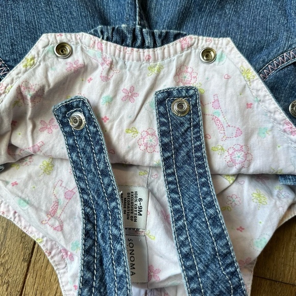 Vintage 90s Overalls Baby Girl Size 6-9 M Sonoma Butterfly Bib Embroidered - Picture 10 of 10